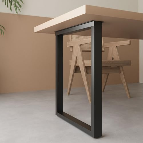 HSHBGS Metall Tischbeine 2 Stück, Schwarze rechteckige Möbelfüße, Industrieller Schreibtischbeine für das Esszimmer im Homeoffice, Tragkraft bis 120kg, Hochbelastbare Tischfüße(60x72cm)