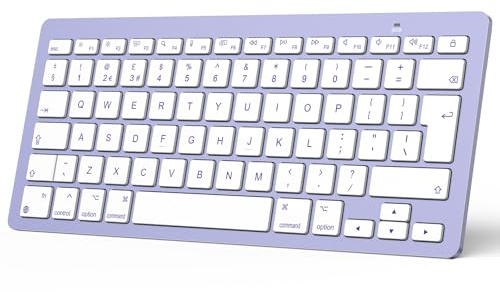 OMOTON Bluetooth Keyboard for Mac, QWERTY UK Layout, Purple | Wireless keyboard for Apple MacBook Pro/Air, iMac, Mac Mini/Pro, Office, Home, Travel, School