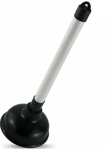 Heavy Duty Toilet Plunger Drain Unblocker – Bathroom Drain Cleaner with Strong Suction, Plastic Handle-Grey Black