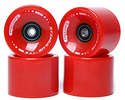 FREEDARE 70mm Longboard Wheels with ABEC-7 Bearings and Spacers(Red,Set of 4)