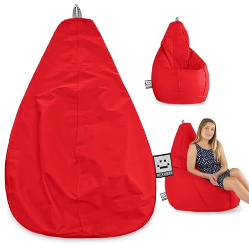 Happers Sitzsack Birne ohne Füllung aus Kunstleder Indoor Rot XL