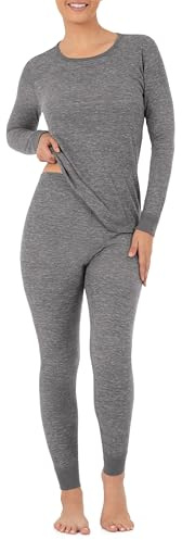 Fruit of the Loom Micro Waffle Premium Thermal Set Juego de Pijama, Humo Jaspeado, L para Mujer