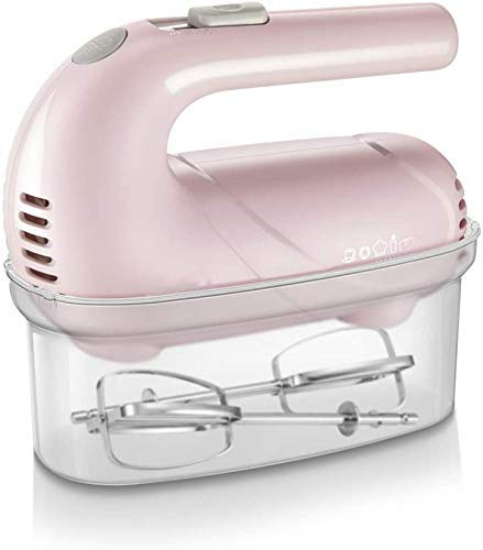 FHKBB Batidora de Mano, eléctrica, batidora de Mano de 5 velocidades, con batidora de Cocina de Mano Turbo, Incluye batidores, Estuche de Almacenamiento, Rosa