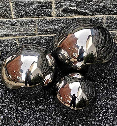 Jürgen Bocker Gartenambiente Dekokugel schwarz poliert 3er Set 40-30-20 cm aus Edelstahl Kugel Dekorationskugel Gartenkugel