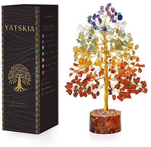 YATSKIA Chakra Tree - Crystal Tree of Life - Feng Shui Decor - House Warming Gift - Crystals and Stones - Good Luck Gifts - Crystal Decorations for Home - Spiritual Gifts for Women (10 Inch Approx.)