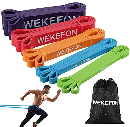 WEKEFON Pull Up Assistance Bands 5–170 pund tjockt tungt motstånd band set för män och kvinnor, träningsband stretch träningsband för bodyträning, crossfit rörlighet fitness assist band set om 5