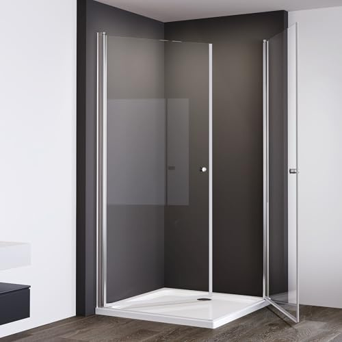 IMPTS Duschkabine 90 x 90 Eckeinstieg mit Pendeltür Duschabtrennung Doppelt Schwingtür Duschtür Nische Duschwand aus 6mm Sicherheitsglas Hohe 185cm, OHNE Duschwanne