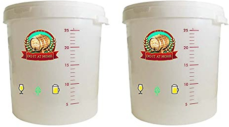 DIAH DO IT AT HOME 2X 30L Fermentation Bucket Set with Lids & Bungs - Complete Homebrew Fermenter Kit with Graduation Scale - BPA-Free Food Grade Plastic for DIY Wine, Beer, Cider