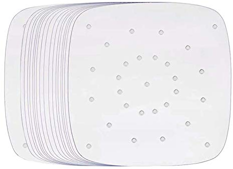 Brasse 100Pcs Perforated Square Air-Fryer Parchment Paper Non-Stick Air Frying Pan Liner Mat Barbecue Paper Steam Mat 6.5 inch