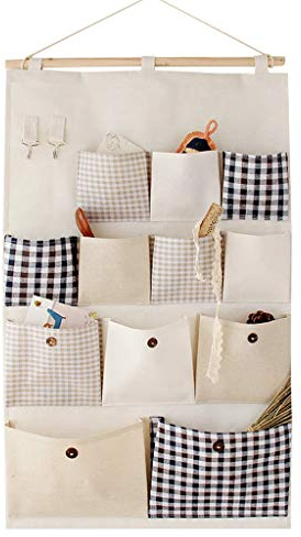 XCC De Noche Bolso Colgante Colgantes Bolsa de algodón y Almacenamiento de la Bolsa del paño de Lino Arte Colgar de la Pared de múltiples Capas de Almacenamiento de la Bolsa detrás de la Puerta