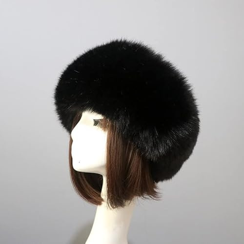 Damen Fellmütze Pelzmütze,Wintermütze Damenmütze Kunstfell Kunstpelz Mütze Klassische russische Kosakenmütze Winddichte Plüsch Warm Hut Weich Pelz mütze für Reisen,Skifahren,Wandern,Schwarz #1