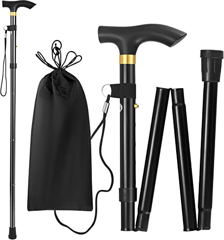 Folding Walking Stick, Foldable Walking Sticks, Extendable Walking Cane 33-36.6Iinches Height Adjustable, Collapsible Walking Aid Sticks Lightweight for Elderly Men Women & Ladies Walking Sticks (A)