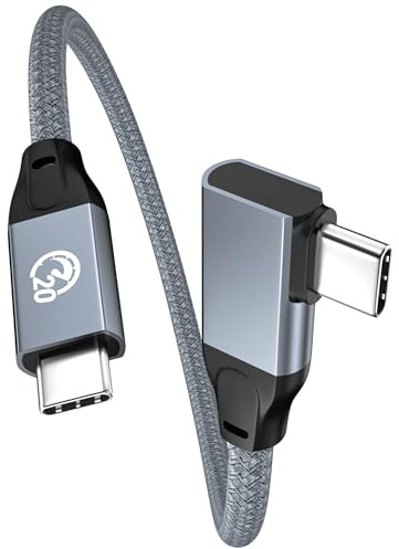 USB C auf USB C Kabel Kurz 20CM, USB-C Kabel Winkel 20Gbps, 90 Grad USBC 3.2 Gen 2X2 100W PD Schnellladekabel Abgewinkelt, Typ C Ladekabel, 4K@60Hz Videokabel für iPhone 17/16, Galaxy S25, MacBook