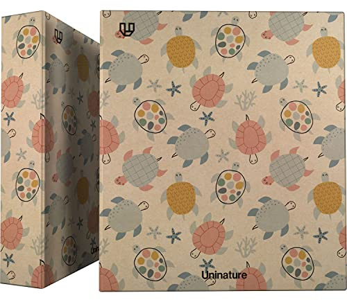 Unipapel | Ringbuch aus recyceltem Kraftpapier | A4 | 4 gemischte Ringe 40 mm | Uninature Design | Schildkröten | FSC Recycled 100%