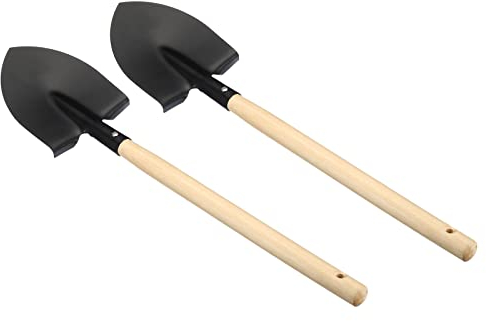 PATIKIL 20 Pouces Long Creuser Pelle, 2 Paquet Bois Manche Jardin Pelle Rond Pointu Lame Pelle pour Jardin Agriculture Travail, Noir Jaune
