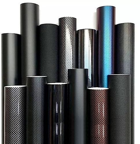 COYOUCO Pellicule Vinyle en Fibre Carbone Qualité Supérieure, Enveloppes Vinyle Automobile 100X100cm avec Grattoir Plastique, Pellicule Vinyle Fibre Carbone,Matte Black