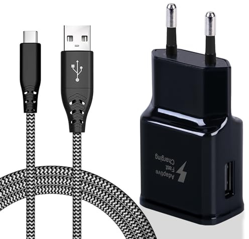 USB C Ladegerät Stecker Netzteil mit Ladekabel 2m Nylon Schnellladekabel