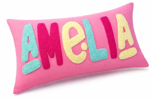 mia'spillow lab Personalized Baby Name Pillow – Custom Embroidered Kids Pillow, Nursery Decor Cushion, Toddler Room Decor, Soft Cotton Monogram Pillow for Girls Boys
