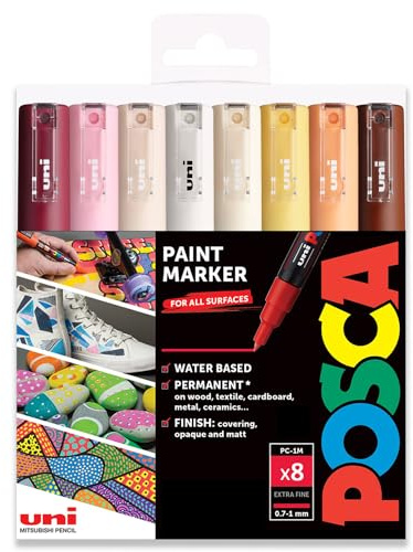 POSCA - PC-1M Art Paint Marker - 8er Set - in Kunststoffhülle (warme neutrale Farbtöne)
