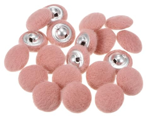 QUARKZMAN 20 Stück Stoffbezogene Knöpfe 15mm Runde Plüsch Bezogene Metall Knopf Stoff bedeckt mit Metallschaft Nähknöpfe Bastelknöpfe zum Nähen Basteln für Anzüge Strickjacke, Rosa