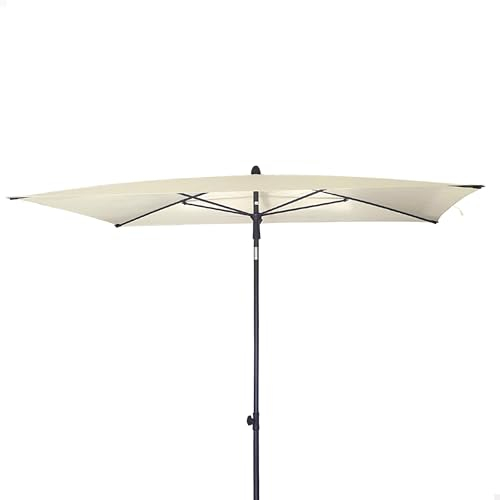 AKTIVE Sombrilla rectangular balcón, 200x125 cm, Color crema, Protección UV30, Mástil acero, Tubo Ø28/32 mm, Inclinable y regulable en altura, Tejido poliéster, Sombrillas grandes (62351)