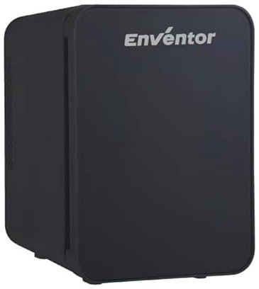 Enventor Nevera Pequeña 15L Negro, 20 Latas Mini Nevera para Habitacion, 12V/220V Frigorifico Pequeño con Frío y Calor, para Coche y Casa