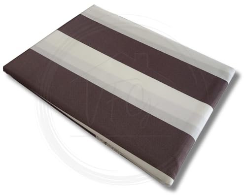 Tenda Sole Strisce Esterno Balcone Terrazzo Veranda Gazebo Portico con Anelli e Ganci per Applicazione, Resistente e Lavabile, 100% Poliestere Durevole, Tinta Righe (Marrone_bianco, 145x290)