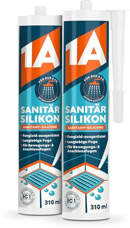 1A Sanitär Silikon für Bewegungs-, Dehnungs- und Anschlussfugen, graphit 2x 310 ml
