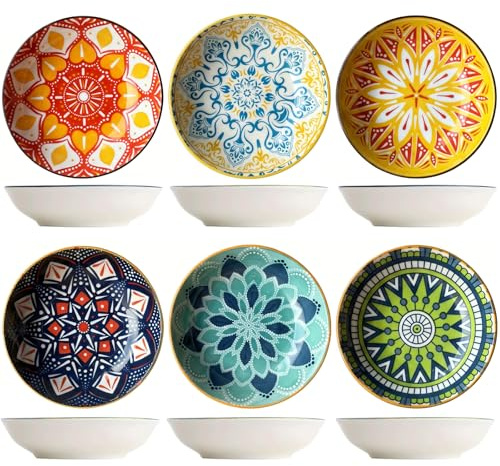 TuYines Juego de cuencos para salsas de porcelana, diámetro de 14 cm, cuencos para salsas de soja, cuencos para aperitivos y aperitivos