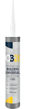 OB21 Clear Professional Builders Universal Silicone, 310ml | for Interior & Exterior Use, Ideal for Kitchens, Bathrooms & Glazing, UV & Weather Resistant, Flexible Long-Lasting Seal