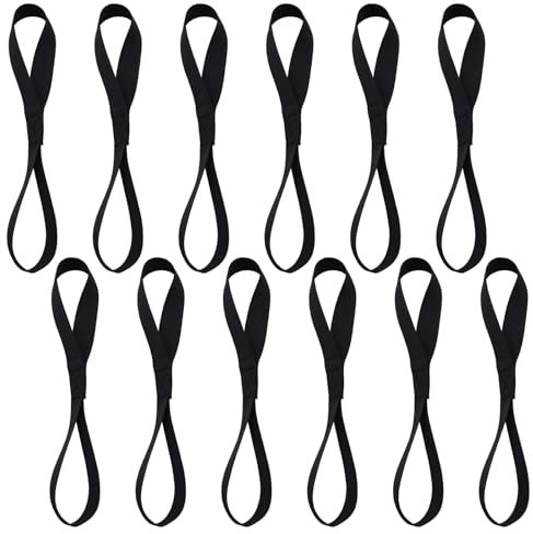 CATELL 12 Pezzi Cinghie di Fissaggio Morbide Ad Anello, Anelli di Cinghia per Moto da Cross Capacità di Carico 100kg Nero Cinghie di Fissaggio con Passanti per Moto Carico Auto Bagaglio Rimorchio