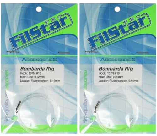 PRO FILSTAR 2STK Sbirolino Angelhaken Set N10 - Fluorocarbon Vorfach 180cm