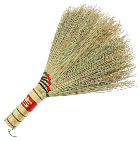 JEWEDECO Straw Broom Handheld Cleaning Tool for Bed and Desktop Soft Bristle Broom for Home Cleaning Small for Bedroom Sweeping
