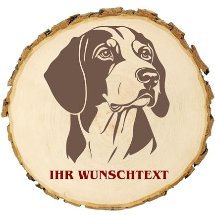 KIWISTAR UG - 14-16 cm Baumscheibe - Treeing Walker Coonhound - Hund - personalisiertes Geschenk individuell selbst gestalten - Name - Holzscheibe mit Wunschtext - Naturholz - Geschenk - Türschild