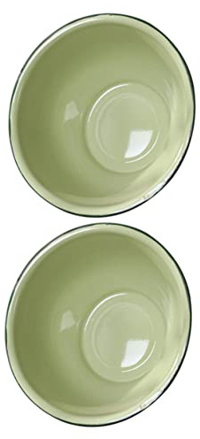 Set 2 Ciotole in Smalto Vintage Verdi per Zuppa e Servizio in Casa | Stile Retrò Semplice, Multiuso, Non Facili da Rompere, Facili da Pulire, per Cucina e Tavola, Verde