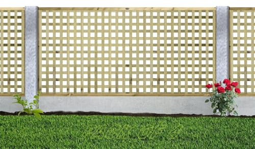 Urban Square Pack of 3 6x3ft (W: 6ft x H: 3ft) Fully Framed Smooth-Planed Modern Decorative Pressure-Treated Trellis Panel Thick/Strong Laths 45mm Holes Width 1828mm x Height: 900mm