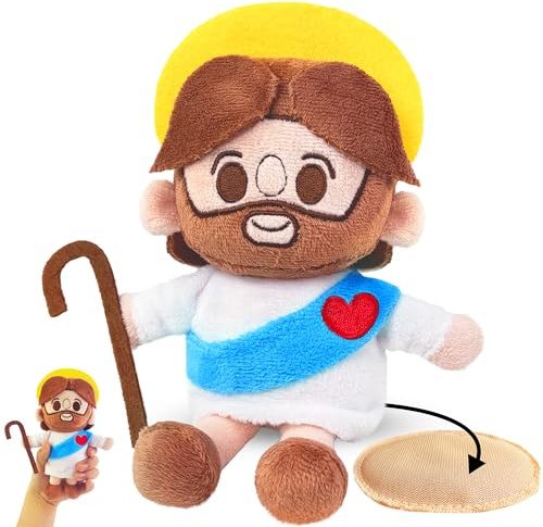 Beeadore 7 Jesus Plush Doll for Kids, Small Stuffed Jesus Shoulder Plush Toys for Christian Religious Gifts