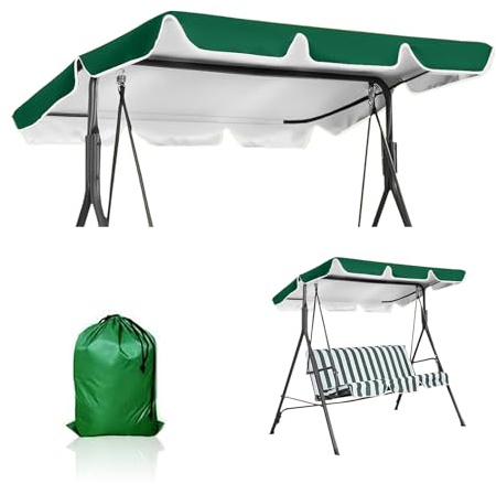 Hollywoodschaukel Dachbezug 210x145cm - Universelles Hollywoodschaukel Dach Ersatzdach für 3-Sitzer mit 420D Oxford | Wasserdicht & UV-Schutz 50+ | Einfach Montage für Garten-Schaukel - Grün