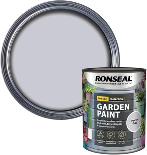 DUAYRA Garden Paint 750ml | Quick Drying Long Lasting Matt Finish | Multi-Surface Exterior Paints | For Wood, Brickwork, Bench, Stone & Metal | Outdoor Garden Fence Tough Protection (Pewter Grey)