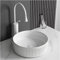 Tocador Fregadero redondo blanco de 14.0 in, moderno lavabo de baño sobre encimera, lavabo de cerámica de porcelana, lavabo artístico con grifo, fregadero for baño para lavabo(White faucet set)