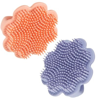 Gatuida 2pcs Shampoo Brush Lion Design Soft Silicone Scalp Massager Newborns Gentle Cradle Cap Removal Bath Brush