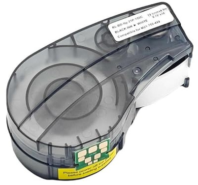 PHOVYAFI Schwarz auf weißem Nylon-Etikett 19.1mmx4,9 m 0,75x16 kompatibel mit M210 M211 M210-Lab-Etikettdrucker M21-750-499 mit Chip(6 PCS)