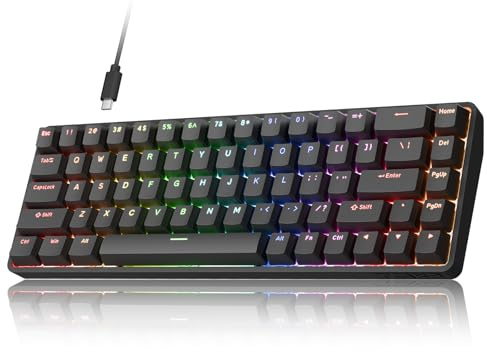 DIERYA DK68-C 60% Gaming HE Keyboard, Magnetic Switch Hot Swappable, Rapid Trigger, Adjustable Actuation, 8000Hz Polling Rate, RGB Backlit, Compact 68 Keys for Windows PC, Wired, Black