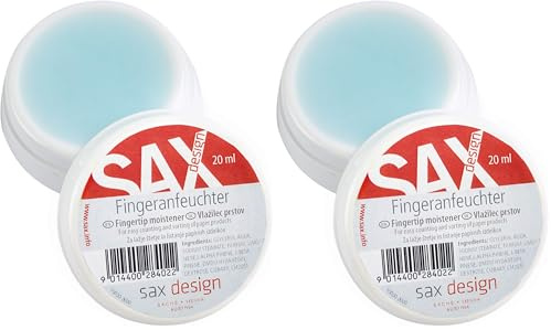 SAX Fingerbefeuchter, Fingeranfeuchter fürs Büro, mit angenehmen Minz Duft, Gylcerinanfeuchter, 20ml, perfekt für Büro und Privat, inkl. Antirutsch-Noppen für sicheren Stand (Packung mit 2)