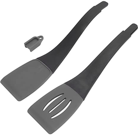 Omabeta Pinces de Cuisine en Silicone 3 en 1, Pointe Résistante à la Chaleur, pour Barbecue à Domicile, Pince Alimentaire pour Différentes Tâches de Cuisine, 13,4x3,0 Pouces (Gris Noir)