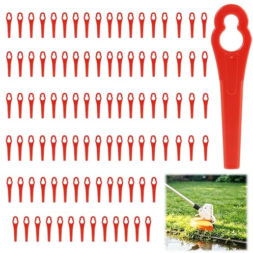 100pcs Cuchillas de Repuesto para Cortabordes de Césped – Cuchillas de Plástico para Cortadora de Césped y Desbrozadora – Accesorios Duraderos para Bordeadora – Negro