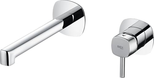 IMEX - Robinet de lavabo encastré chromé | Robinet de lavabo mural mitigeur eau froide et chaude | Robinetterie en laiton avec cartouche céramique Ø35 mm | Série Toscane