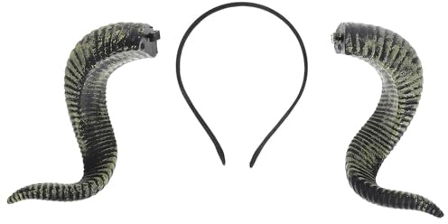 COMPUKAS Halloween Gothic Horn Hair Hoop Headband Detachable Ram Horns Lightweight Pu Material Hair Accessory for Women Adults Carnival and Travel Costume
