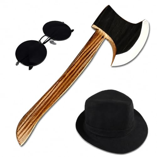 RNXRZANK Ascia Finta in Legno per Costume di Halloween e Cosplay, Accessorio per Travestimento