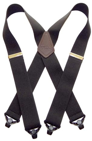 Holdup Ski-Ups BLack 2 Suspenders Suspenders for Men with USA Patented Black Composite Plastic Gripper Clasps